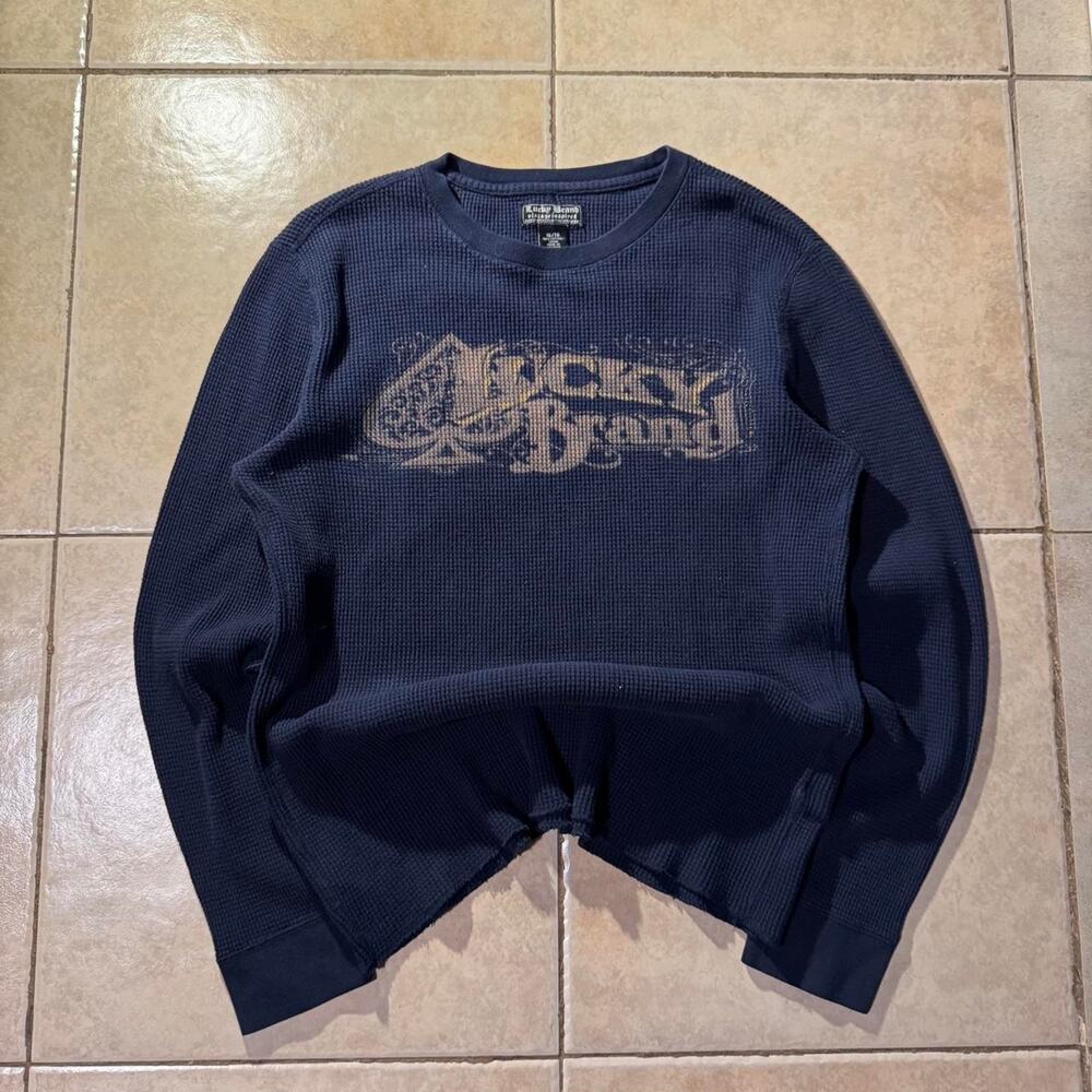 Vintage y2k lucky brand navy thermal shirt Size XL in Mens